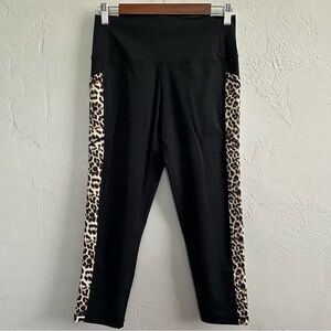 Zyia Size 12 Leopard Print Black Women's Leggings with Pockets